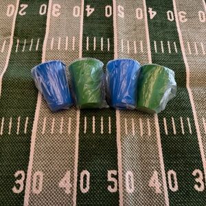 4 TUPPERWARE BELL TUMBLERS CUPS PRIMARY 2 BLUE 2 GREEN CHILD KIDS TODDLERS - NEW